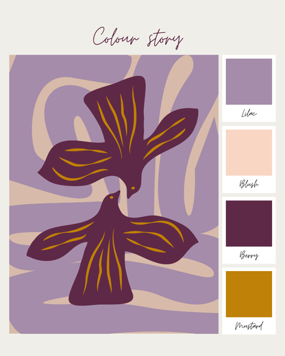 Lovebirds- Berry- Mustard